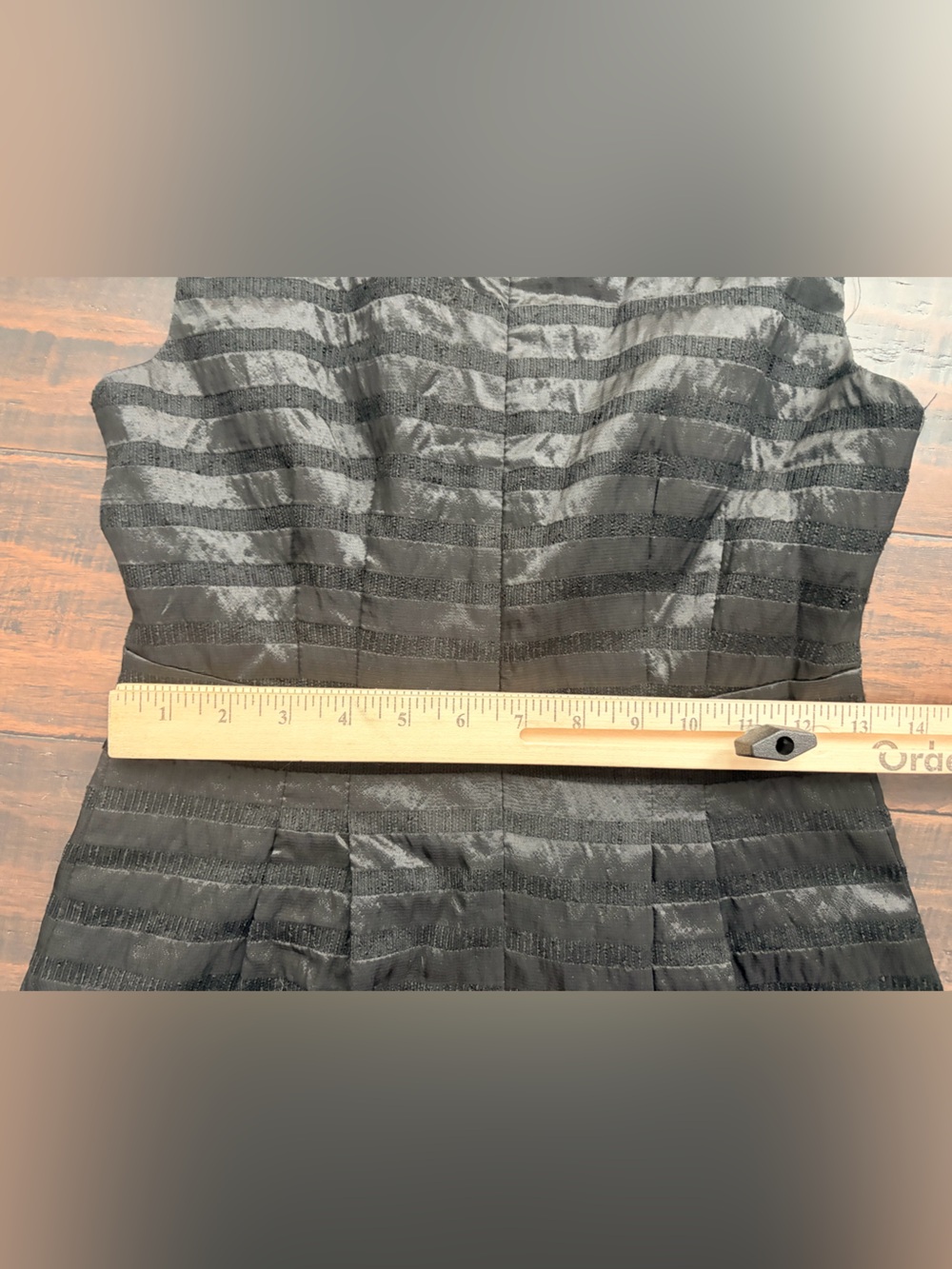 Classic Black Sleeveless Fit & Flare Dress Nanette lepore striped mesh - Picture 4 of 7
